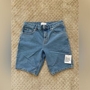 ASOS Design classic rigid denim shorts in light stone blue wash